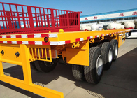 कंटेनर में 3 एक्सल 30-60 टन 13 मीटर के साथ फ्लैट बेड सेमी ट्रेलर ट्रक को ले जाना