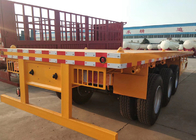 पीला फ्लैटबेड 3 एक्सल कंटेनर सेमी ट्रेलर ट्रक भारी उपकरण ले जाने वाला