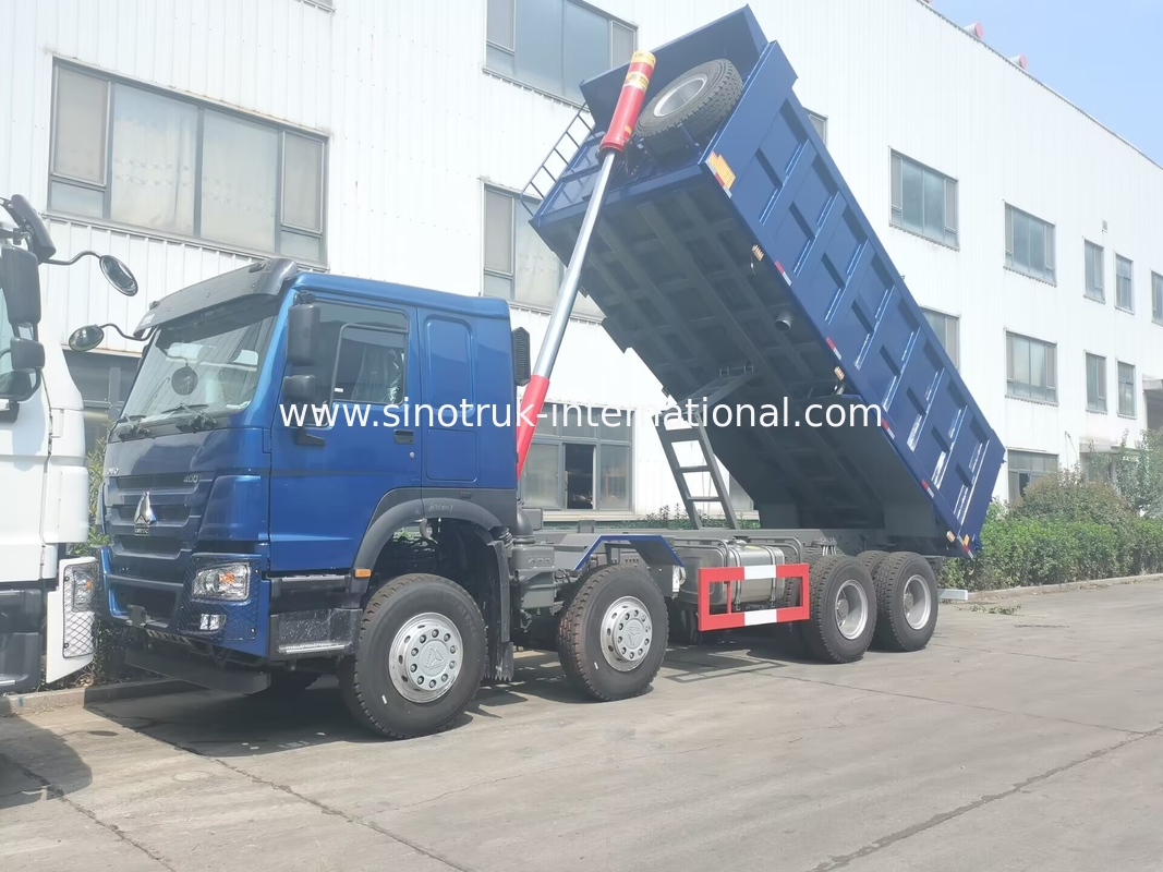 SINOTRUK HOWO LHD 12व्हील्स 8X4 400HP ब्लू डंप ट्रक माइनिंग फ्रंट लिफ्टिंग 50 टन के लिए