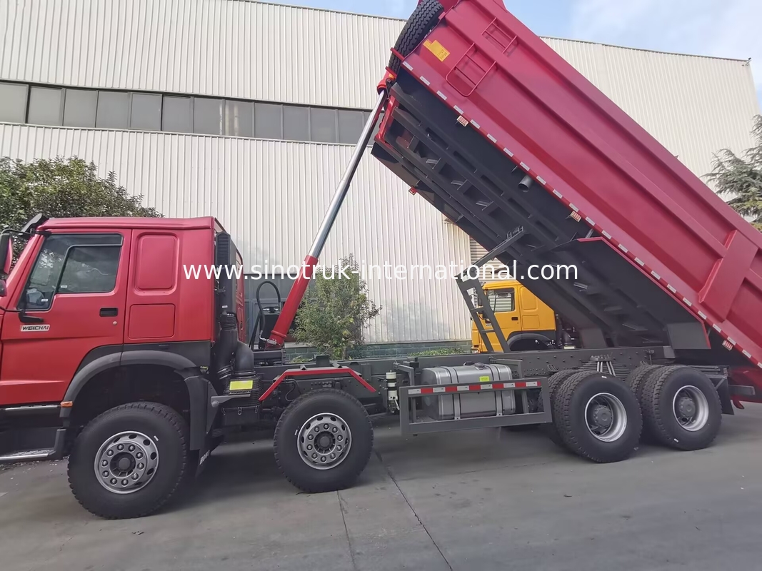 HOWO 12 पहिया Sinotruk 8X4 डंप ट्रक 400hp खनन के लिए LHD U प्रकार कंटेनर