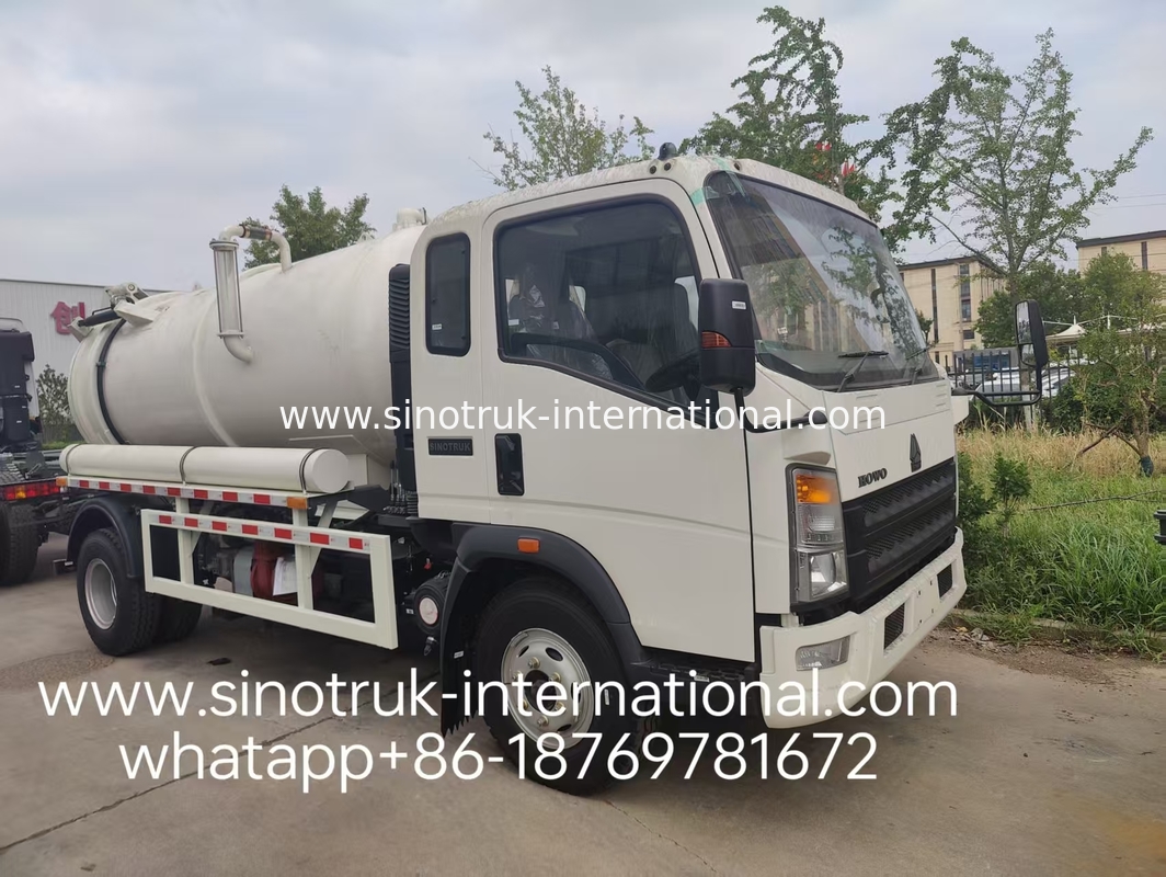 4*2 ड्राइव HOWO सीवेज सक्शन ट्रक: 6m3 टैंक, 160HP, 8.00R20 टायर, लाइट ड्यूटी सीवेज ट्रक, कुशल स्वच्छता वाहन