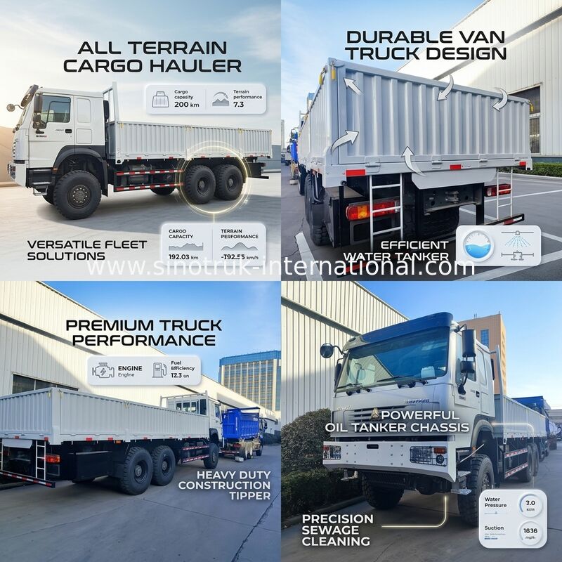 शक्ति और बहुमुखी प्रतिभा को उजागर करें सभी को जीतने वाला सफेद HOWO 6x6 400HP ऑफ-रोड कार्गो ट्रक