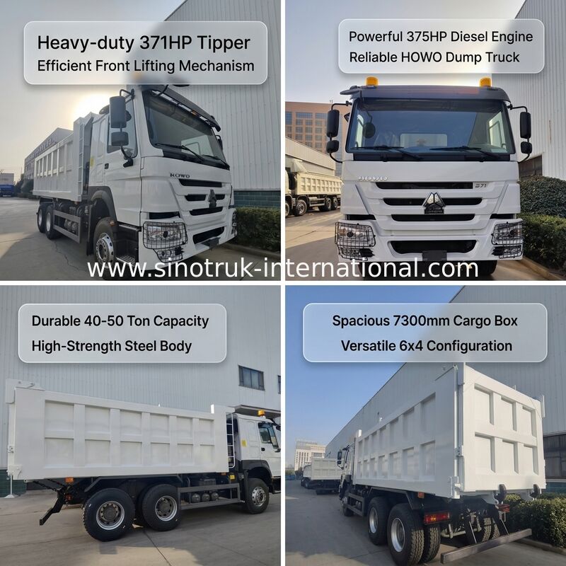 SINOTRUK HOWO 371HP 10 पहियों और आयताकार कार्गो बॉक्स के साथ भारी शुल्क टिपर डंप ट्रक