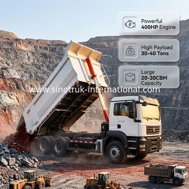 30-40T लोडिंग क्षमता और यूरो 3 उत्सर्जन मानक के साथ एसआईटीआरएके 430 पावर हेवी-ड्यूटी टिपर डंप ट्रक