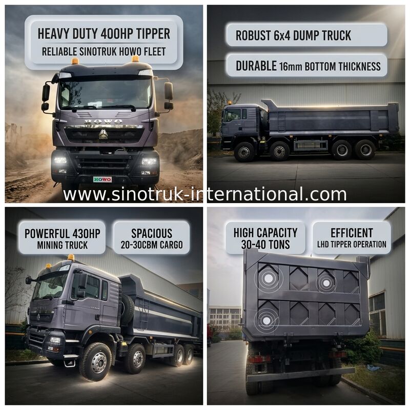 टिपर ट्रक SINOTRUK HOWO 400HP 12 पहिया LHD 30-40 टन 20-30CBM ZZ3317V356GB1