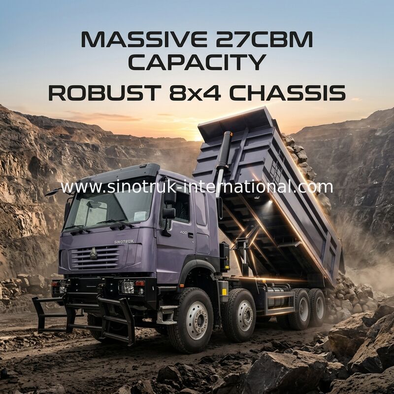भारी भार के लिए 400HP, अधिक कार्गो के लिए 27CBM: ग्रे 8x4 डंप ट्रक