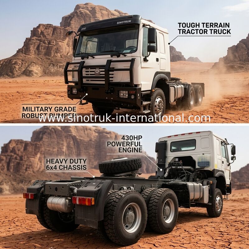 सैन्य बम्पर के साथ SINOTRUK 430 हॉर्स पावर 6 × 4 ट्रैक्टर