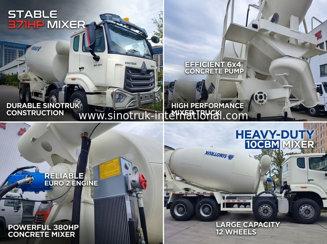 उच्च अश्वशक्ति 371HP कम ईंधन की खपत HOWO मिक्सर ट्रक LHD 6×4 10 पहियों