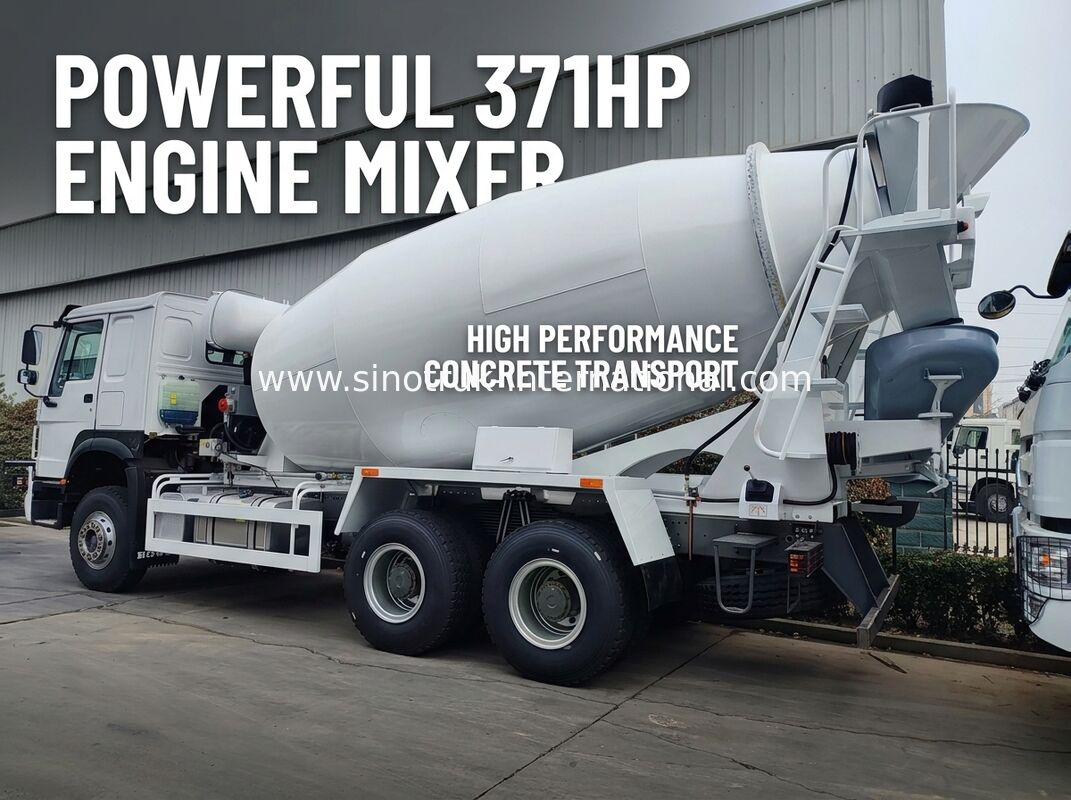 6×4 371HP 12CBM कंक्रीट मिक्सर ट्रक, उच्च दक्षता और भारी निर्माण के लिए शक्तिशाली