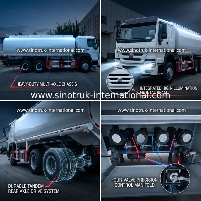 परिवहन के लिए HOWO 6 × 4 10 पहियों का तेल टैंक ट्रक 400HP 20CBM