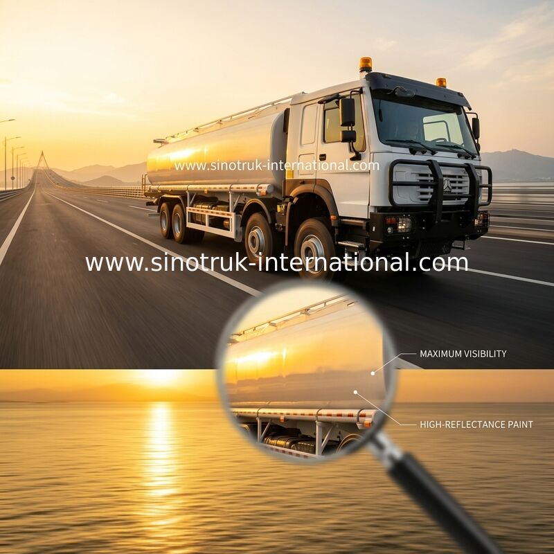 SINOTRUK HOWO लाल 371HP 8×4 12 पहिया उच्च क्षमता तेल टैंक ट्रक 30CBM