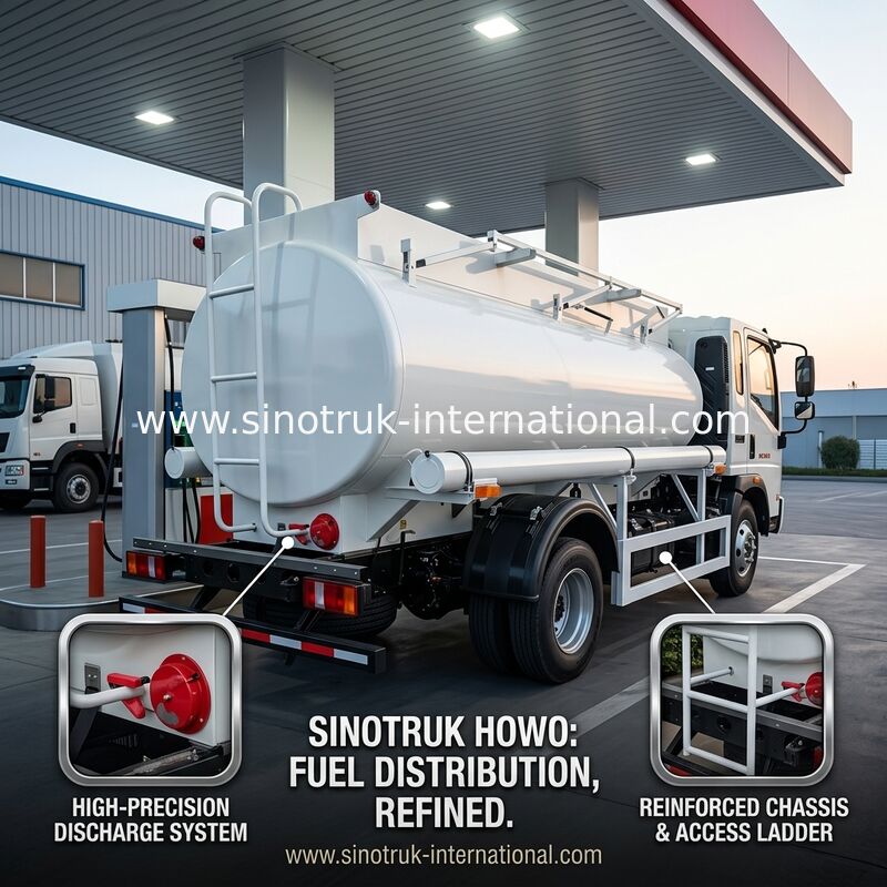 SINOTRUK HOWO 4X2 6 पहिया तेल टैंक ट्रक 5-6CBM प्रवाहमीटर के साथ एकल डिब्बा