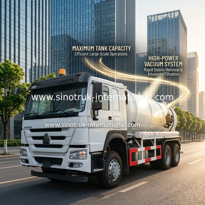 वैक्यूम पंप सीवेज सक्शन ट्रक सेप्टिक टैंक सफाई ट्रक 18CBM LHD 336HP