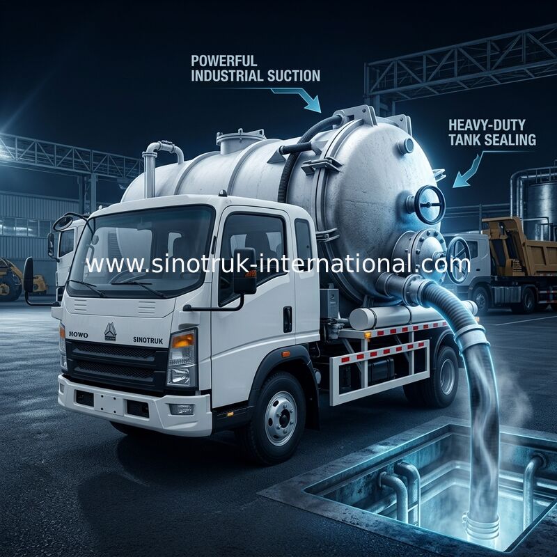 4*2 ड्राइव HOWO सीवेज सक्शन ट्रक: 6m3 टैंक, 160HP, 8.00R20 टायर, लाइट ड्यूटी सीवेज ट्रक, कुशल स्वच्छता वाहन
