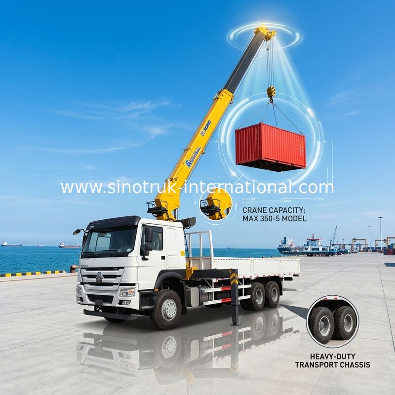 HOWO ट्रक घुड़सवार क्रेन उपकरण 12 टन XCMG उठाने के लिए 6X4 LHD 400HP
