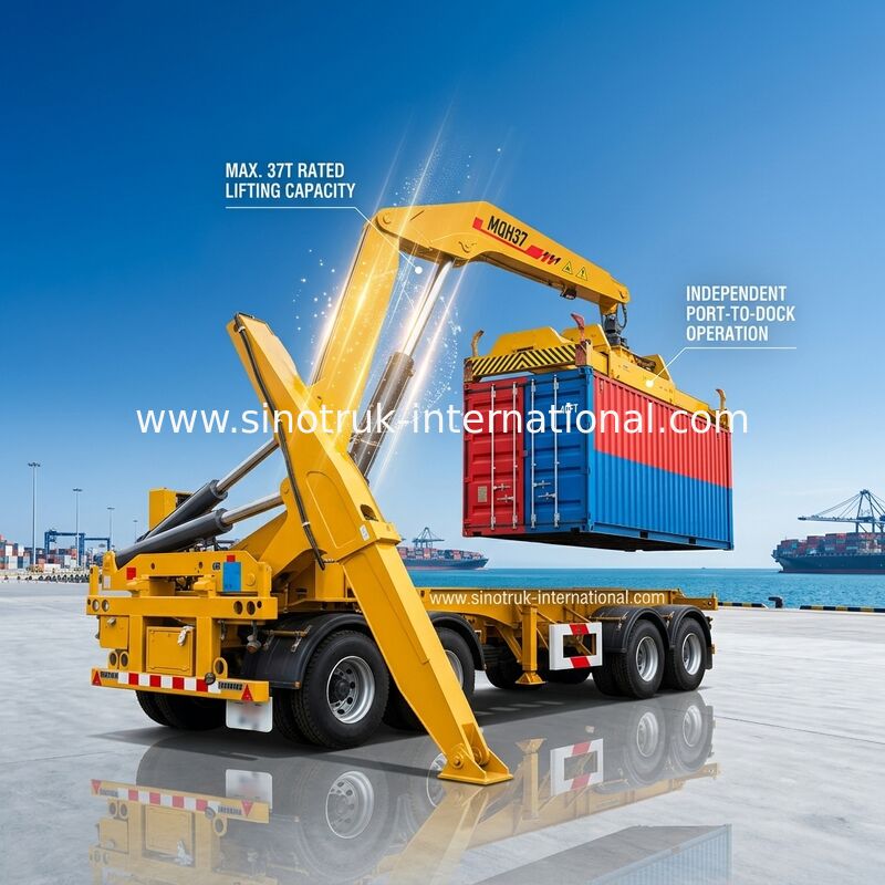 SGS Truck Mounted Cranes Equipment For 3 Axles Semi Trailer Lifting 40ft Container