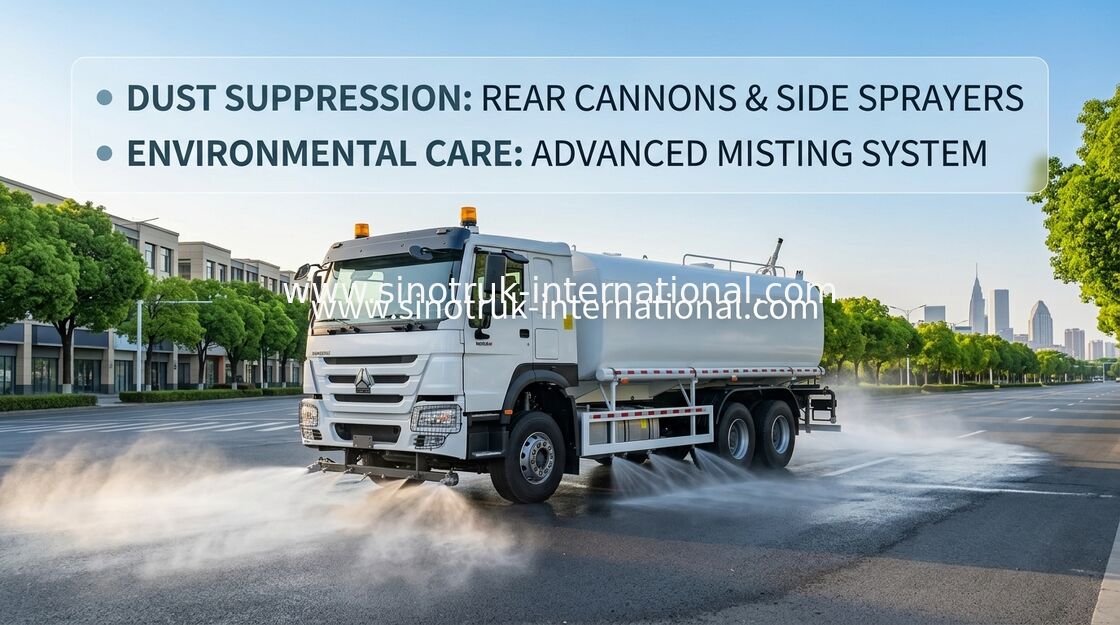 Sinotruk HOWO सफेद RHD 6x4 पानी टैंक ट्रक ZZ1257V4347B1 उच्च दबाव फ्लश समारोह के साथ