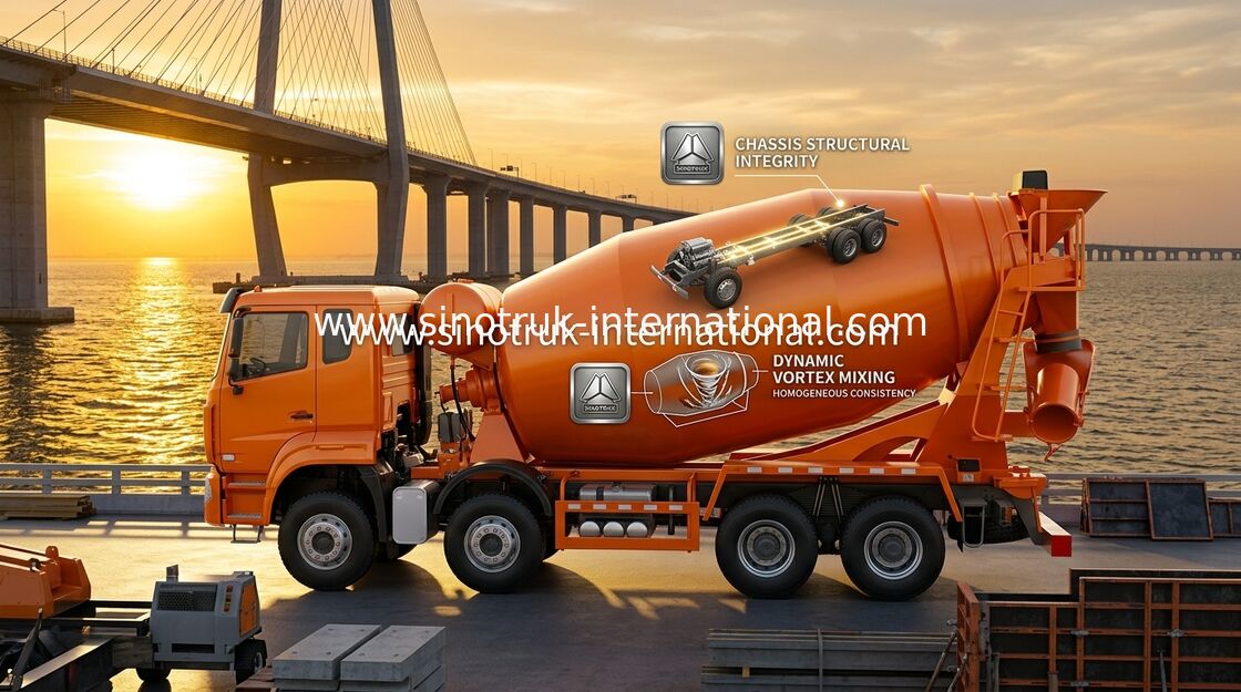 सिनोट्रुक होवो एन7 कंक्रीट मिक्सर ट्रक 6 एक्स 4 यूरो 2 380hp निर्माण के लिए