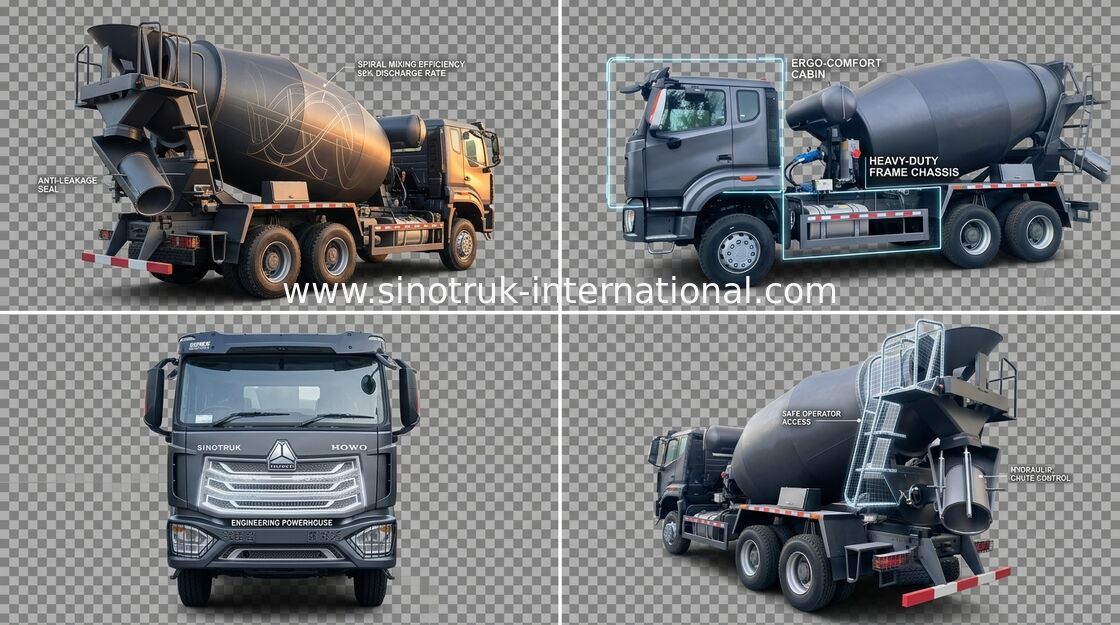 Sinotruk Howo N7 कंक्रीट मिक्सर ट्रक 6-10CBM 6 X 4 यूरो 2 380 एचपी