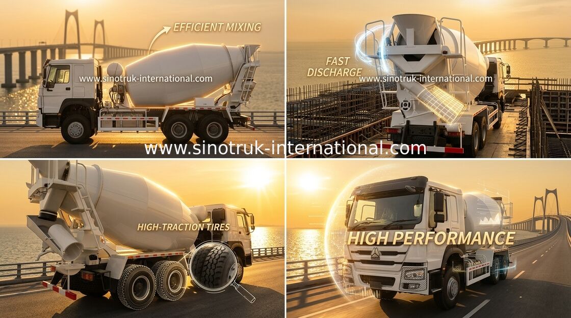 Sinotruk Howo कंक्रीट मिक्सर ट्रक 10-20CBM 6 X 4 यूरो 2 340Hp निर्माण