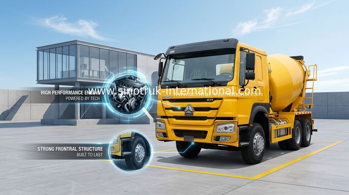 6x4 LHD ड्राइव प्रकार SINOTRUK HOWO कंक्रीट मिक्सर ट्रक 371HP