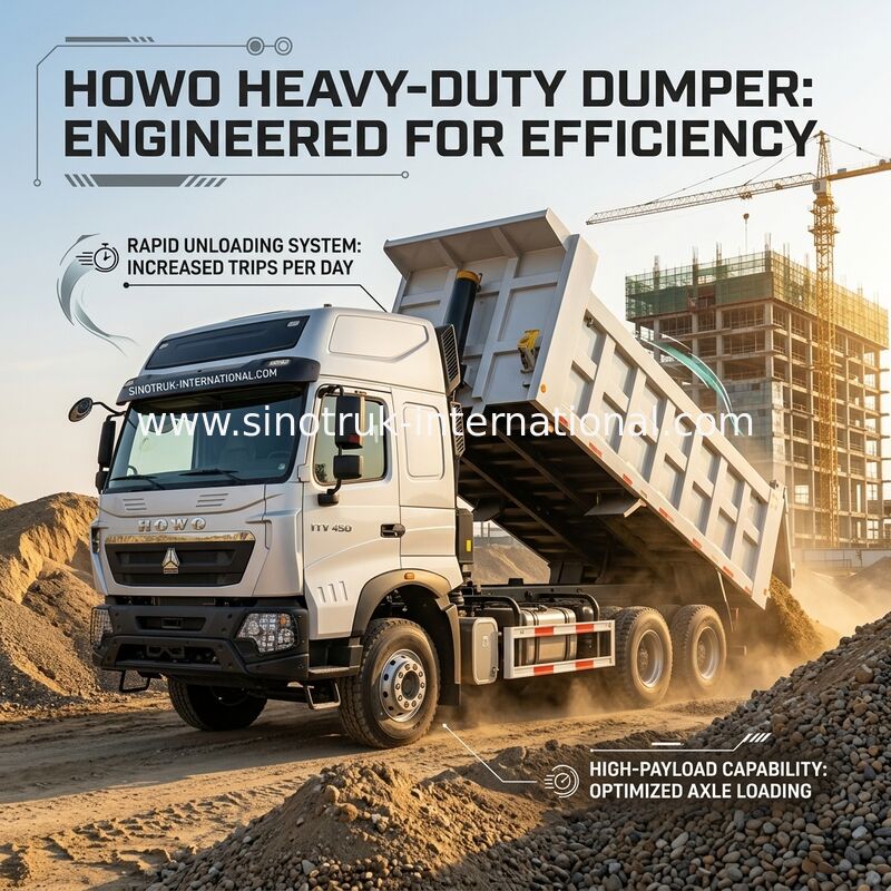 inotruk न्यू होवो टिपर डंप ट्रक चेसिस वीचाई इंजन 8 × 4 एलएचडी 430एचपी
