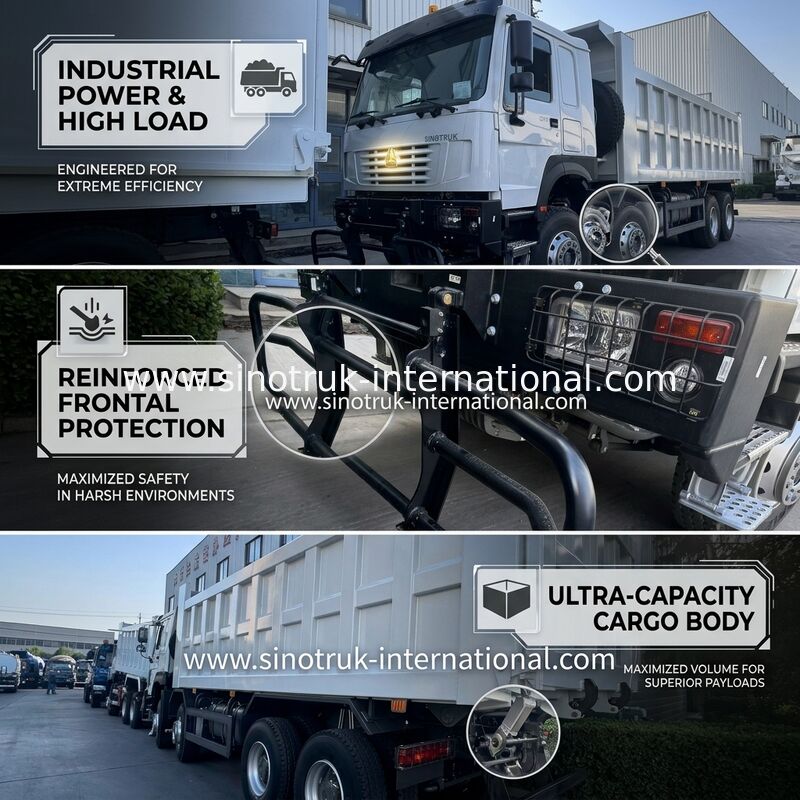 SINOTRUK HOWO 371HP टिपर डंप ट्रक निर्माण पुराना फ्रंट फेस सैन्य खनन क्षेत्रों के लिए बम्पर