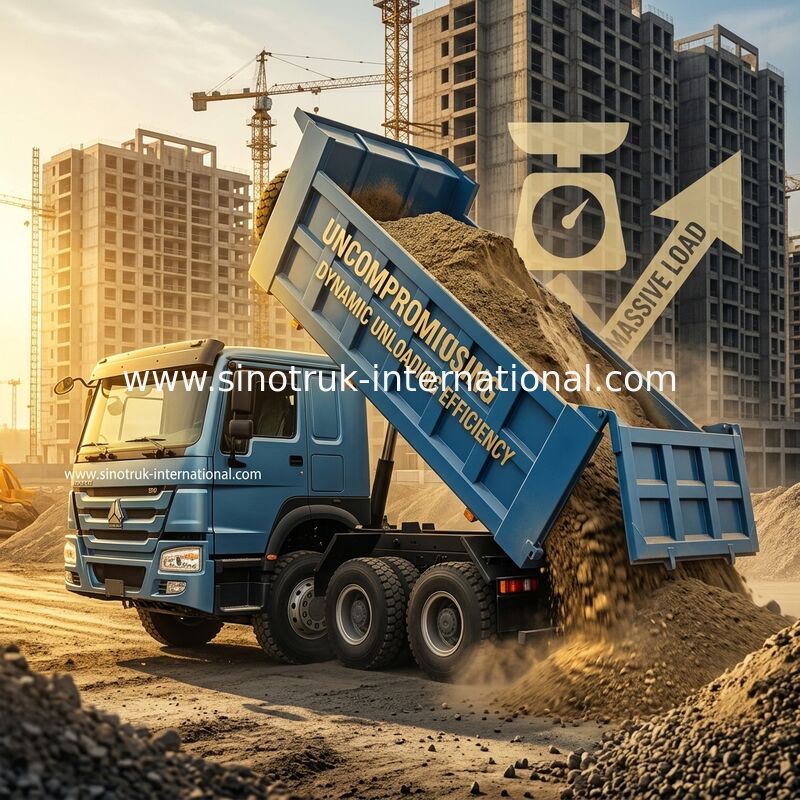 आकर्षक ब्लू HOWO 8×4 380HP 26.91CBM डंप ट्रक जहां पावर हर लोड में सटीकता से मिलता है!