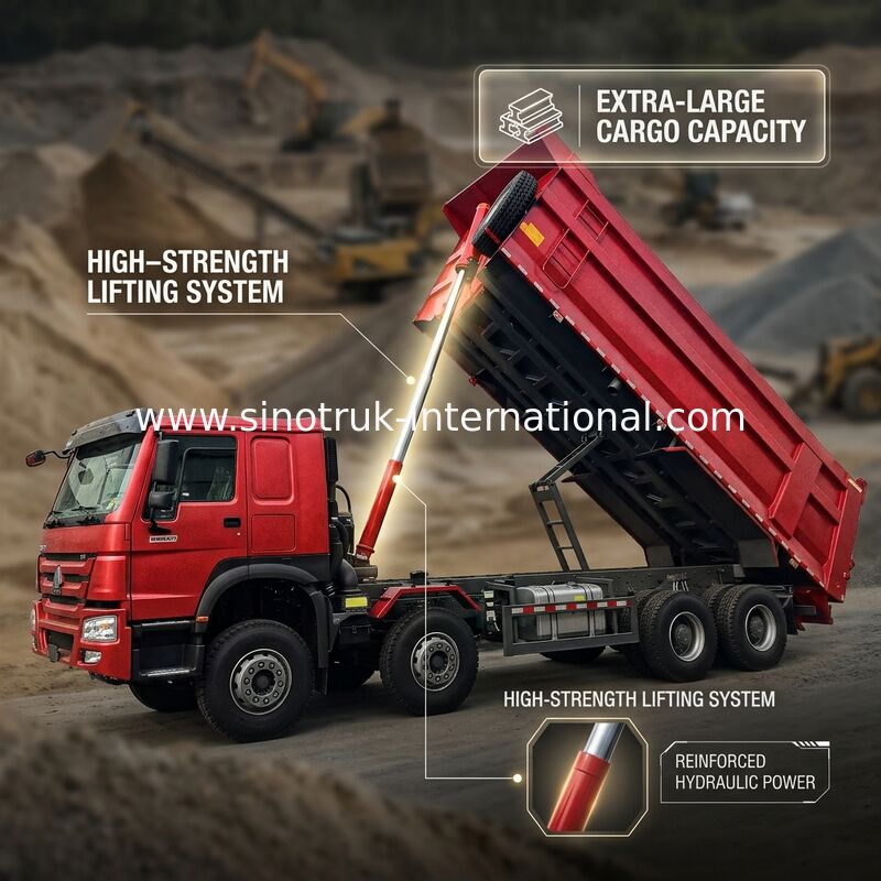 HOWO 12 पहिया Sinotruk 8X4 डंप ट्रक 400hp खनन के लिए LHD U प्रकार कंटेनर