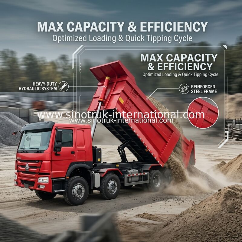 टिमपर डंप ट्रक SINOTRUK HOWO A7 8X4 निर्माण के लिए ZZ3317V3567B1