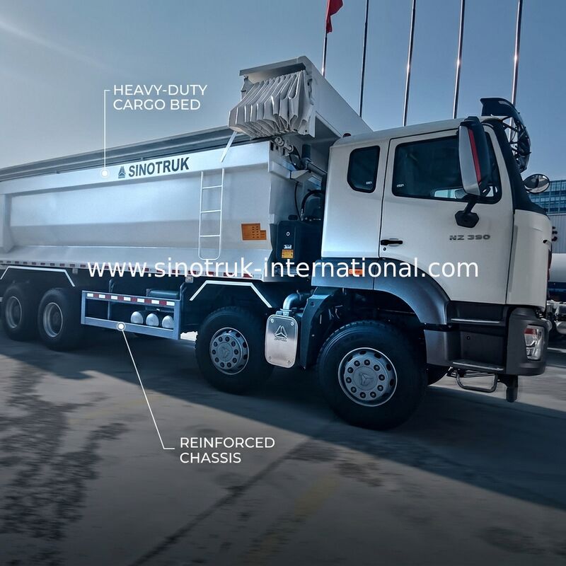सिनोट्रुक होहान न्यू HOWO 8X4 डंप ट्रक 380hp 12 पहिया सफेद H77L ZZ3317V386JB1R यू प्रकार