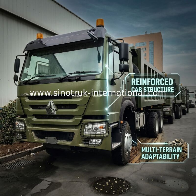 SINOTRUK HOWO 400HP ग्रीन टिपर डंप ट्रक आरएचडी 6×4 12 पहियों उच्च हॉर्सपावर