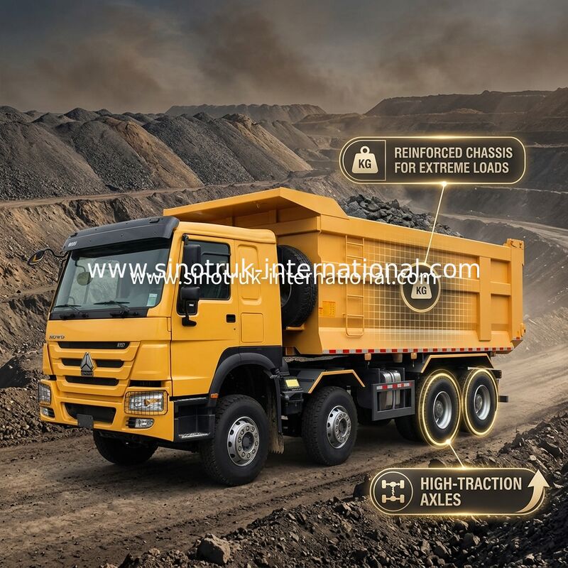 सिनोट्रुक होवो टिपर डंप ट्रक 8 × 4 Lhd 12 पहिया यू आकार टिपर बॉडी यूरो 2