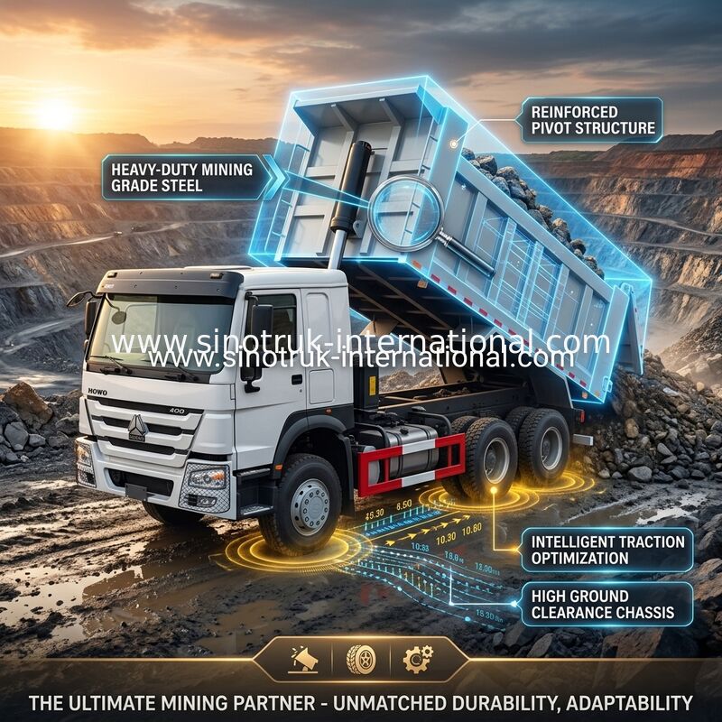 ZZ3257V3847B1 हाई हॉर्स पावर HOWO टिपर ट्रक 6×4 10 पहियों 400HP कम ईंधन की खपत
