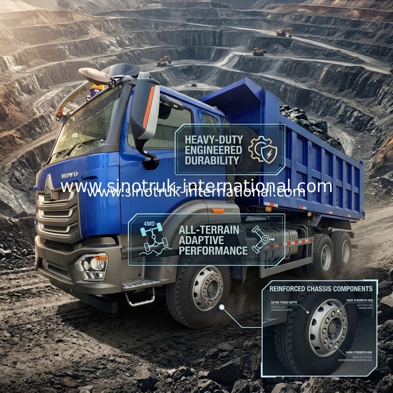 सिनोट्रक हू आरएचडी 6×4 टिमपर डंप ट्रक 40 टन 10 पहियों के लिए