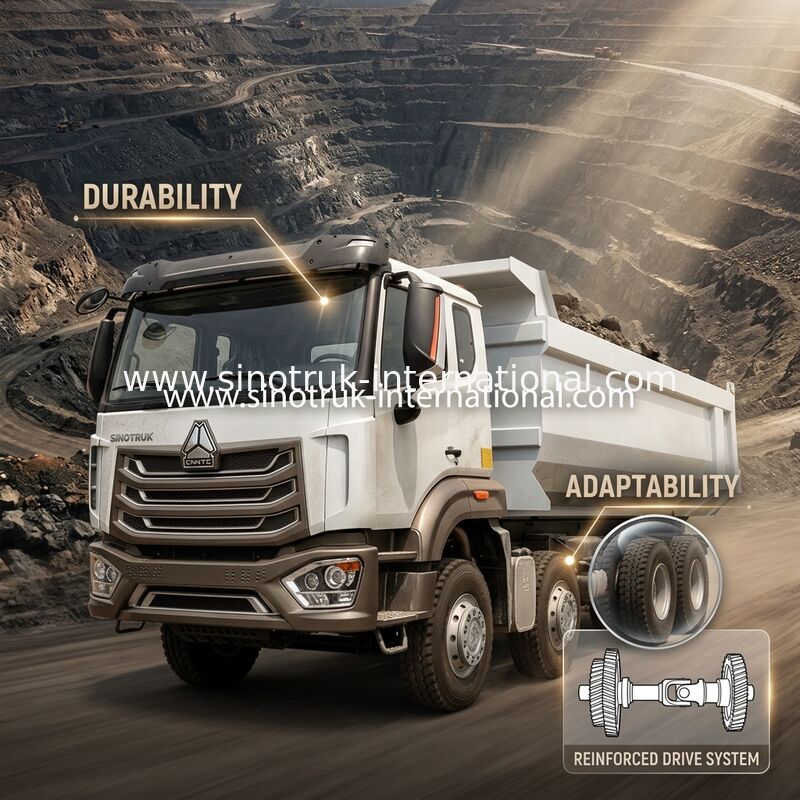 खनन के लिए HOWO N7 LHD 12wheels 8X4 400HP डंप ट्रक