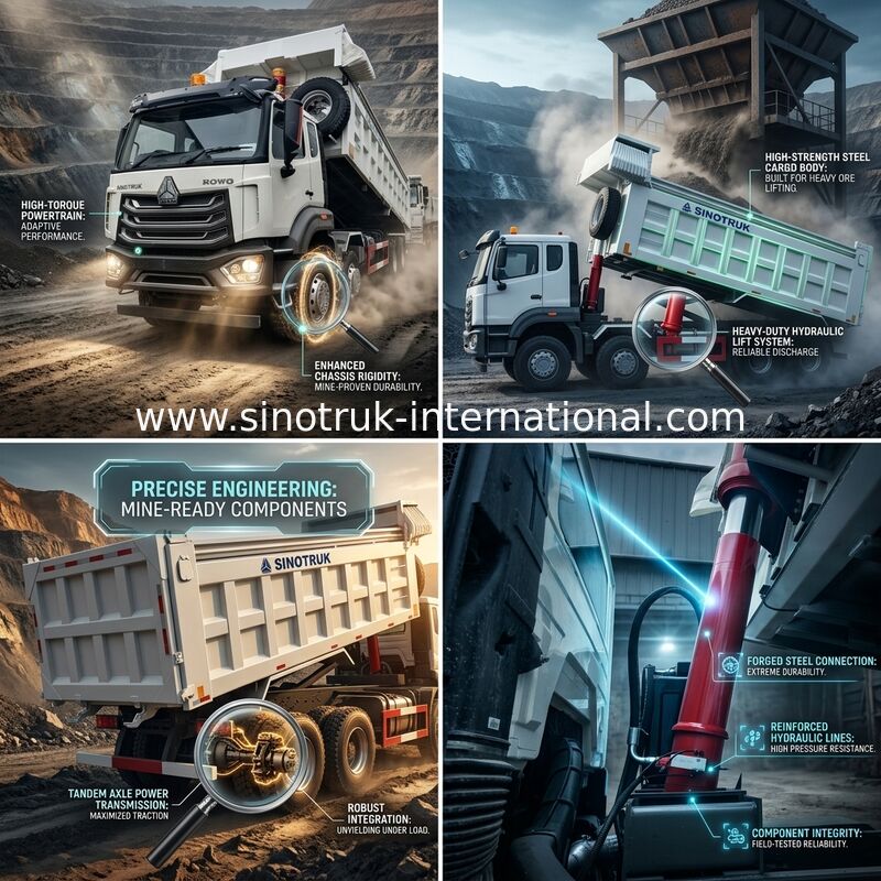 SINOTRUK HOWO हैवी ड्यूटी टिपर डंप ट्रक फ्रंट लिफ्टिंग 8×4 RHD