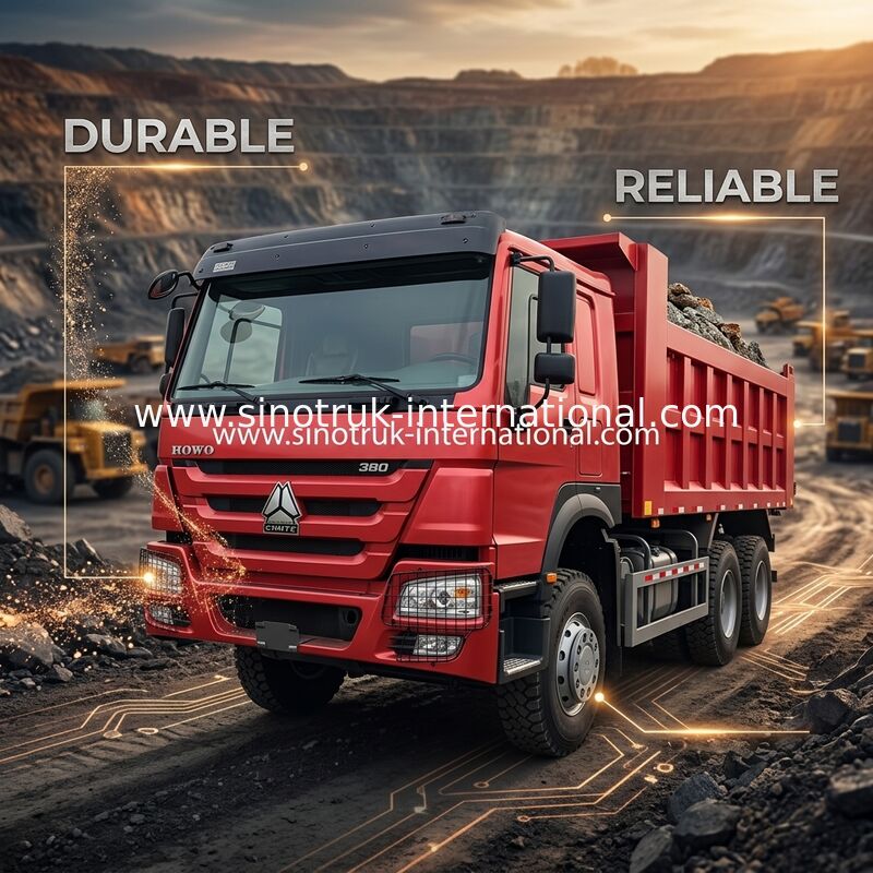 SINOTRUCK Howo टिपर डंप ट्रक 380एचपी 6 × 4 20CBM बॉक्स 10 पहियों स्मैशिंग एंगल लोहा
