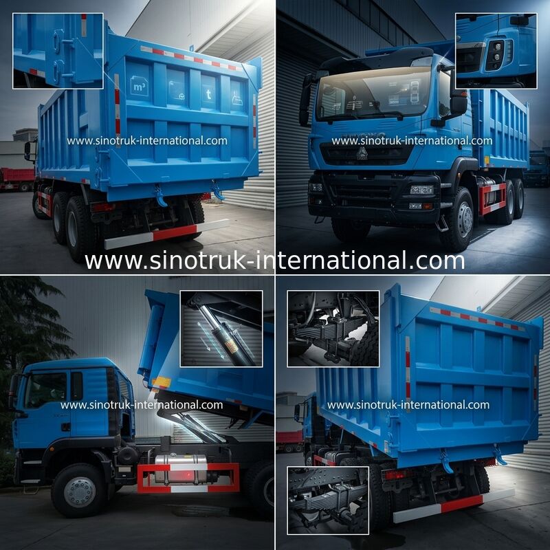 ब्लू LHD 6×4 10 पहिए HOWO टिपर डंप ट्रक हाई हॉर्सपावर 371HP