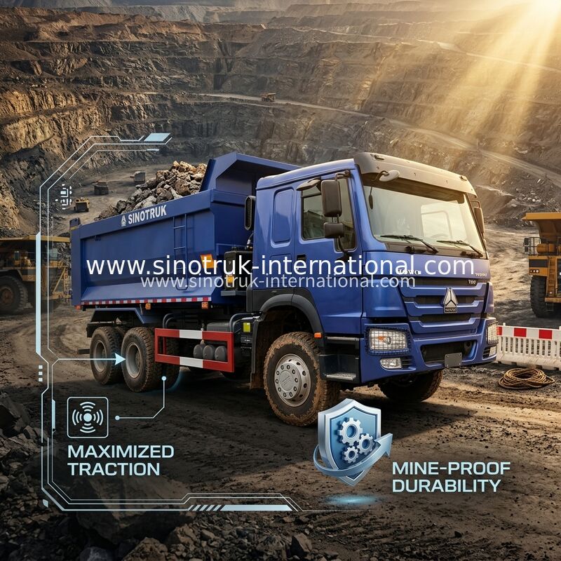 पूर्ण ड्राइवकम ईंधन की खपत 380HP ब्लू HOWO टिपर ट्रक आरएचडी 6×6 10 पहियों
