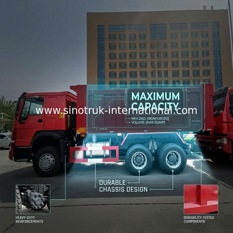 SINOTRUK HOWO टिपर डंप ट्रक RHD 6×4 336HP लाल रंग में
