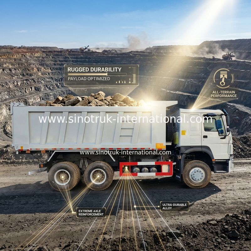 आरएचडी 6×6 10 पहिया सफेद HOWO टिपर ट्रक फुल ड्राइव हाई हॉर्सपावर 380HP