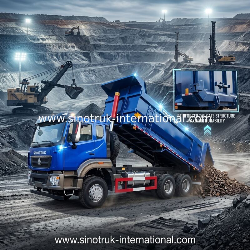 SINOTRUK HOWO टिपर डंप ट्रक 6 × 4 10 पहियों RHD 380Hp U प्रकार एक चेतावनी प्रकाश