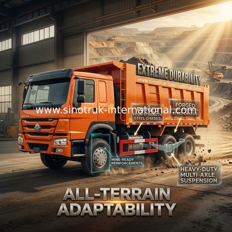सिनोट्रुक होवो टिपर डंप ट्रक वीचाई 380एचपी 6 × 4 5200 - 5800 मिमी निर्यात के लिए