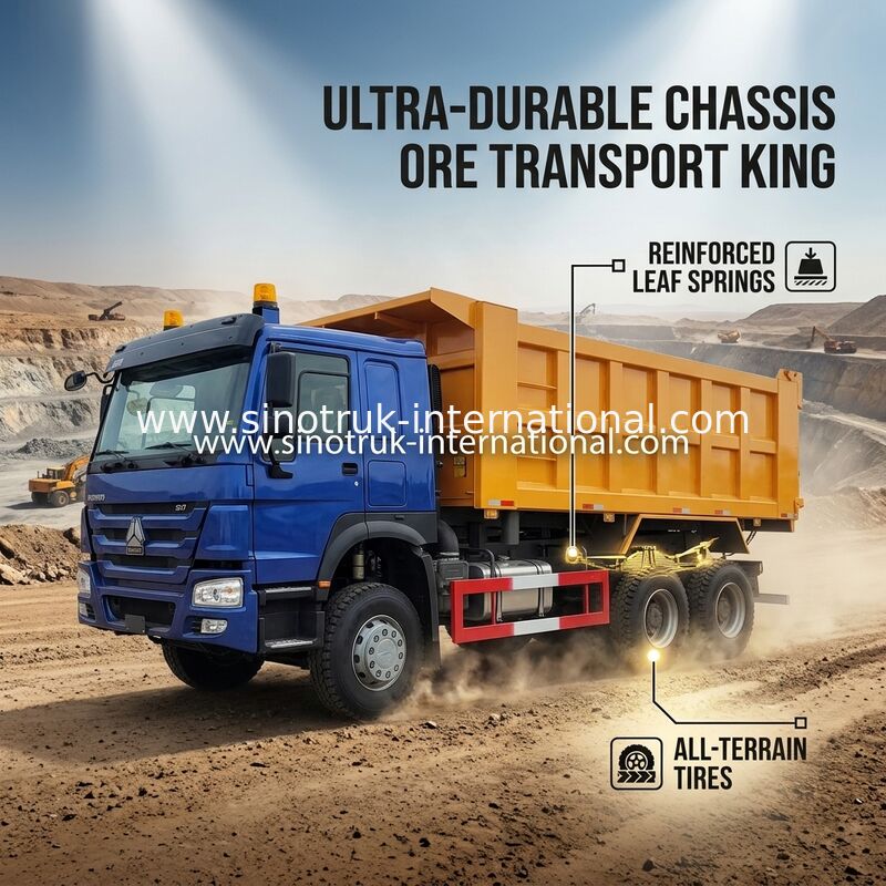 हाई हॉर्सपावर 400HP HOWO टिपर डंप ट्रक LHD 6×4 10 पहिए