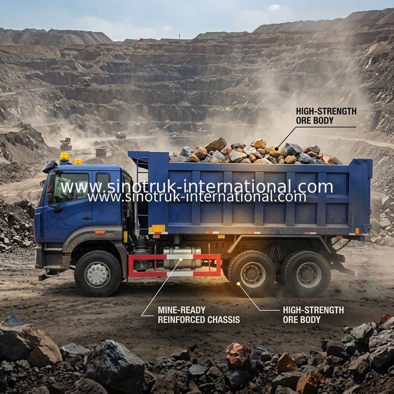 Sinotruk N7 टिपर डंप ट्रक 10 पहिए 400Hp 6 × 4 वार्निंग लाइट के साथ