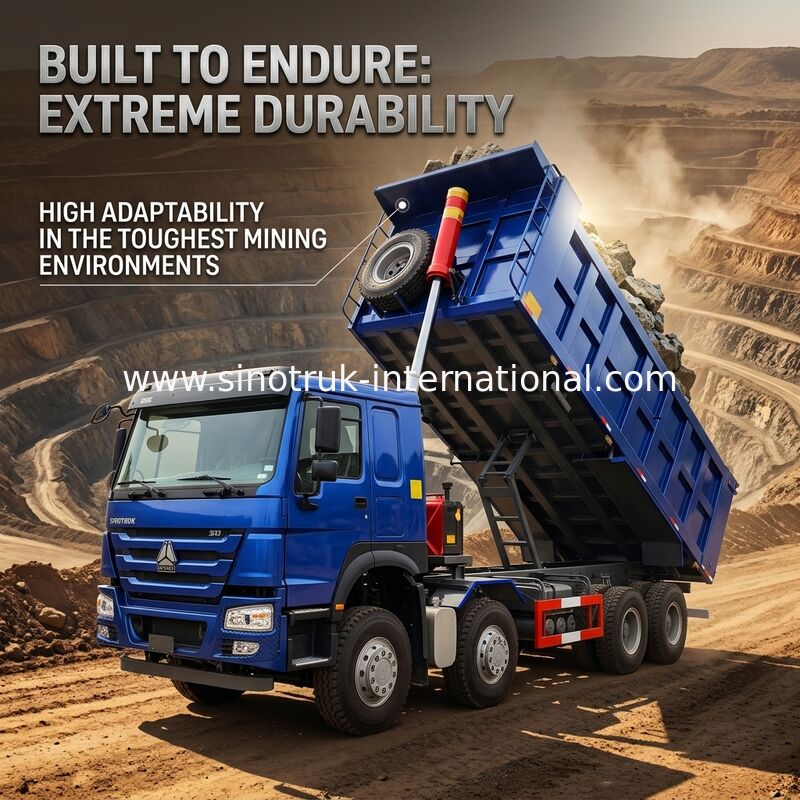 400HP कम ईंधन खपत वाला HOWO ब्लू टिपर डंप ट्रक RHD 6×4 12पहिए उच्च हॉर्स पावर