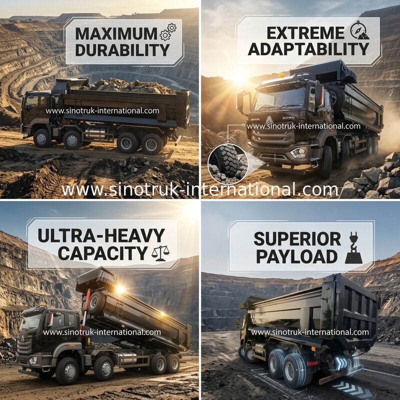 ब्लैक होवो माइनिंग टिपर डंप ट्रक 20-50 टन 8 X 4 यूरो 2 400Hp