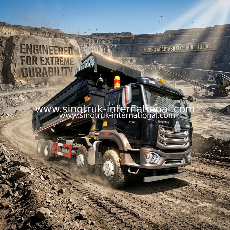 Sinotruk HOWO टिपर डंप ट्रक 8X4 371hp 12 पहिए काला N7 ZZ3317V386JB1R