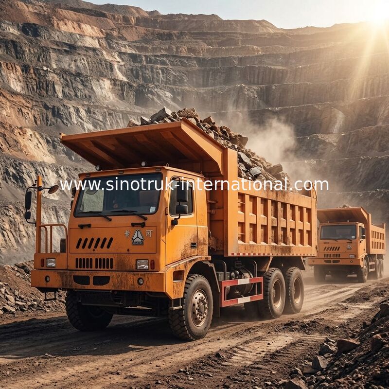 खनन उद्योग के लिए 6X4 LHD माइनिंग टिपर डंप ट्रक 371HP 70 टन SINOTRUK HOWO